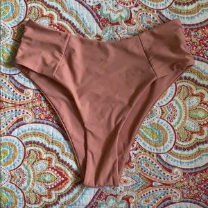 Coral high waisted bikini bottom!